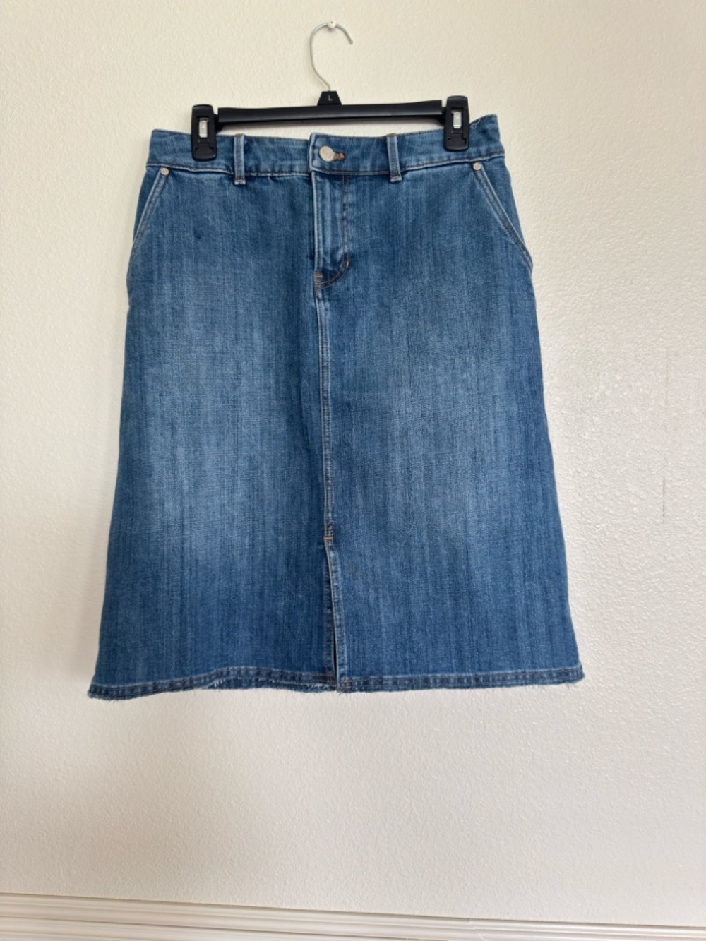 Talbots Classic Denim Midi Skirt in Medium Blue
